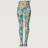 Exotische tropische rode Hibiscus Hawaiiaanse Wate Leggings (Voorkant)