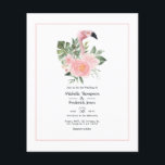 Exotische tropische roze flamingo bruiloft uitnodi flyer<br><div class="desc">Elegante roze flamingo's en bloemen bruiloft uitnodigingskaart aanpasbaar aan uw specificaties. Enveloppen zijn niet inbegrepen. Voor dikkere uitnodigingen met enveloppen en bijpassende producten over hetzelfde thema,  zie het collectie hieronder.</div>