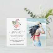 Exotische Tropische Roze Flamingo Graduation Party Kaart (Staand voorkant)