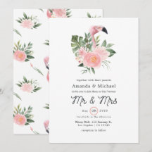 Exotische Tropische Roze Flamingo Mr & Mrs Trouwfe