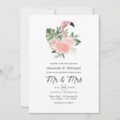 Exotische tropische roze flamingo Mr & Mrs Wedding Kaart (Voorkant)