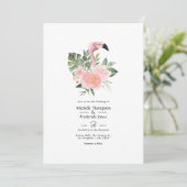 Exotische tropische roze flamingo Wedding Kaart (Staand voorkant)
