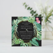 Exotische tropische roze Floral Winter Wedden Kaart (Staand voorkant)