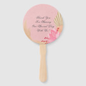 Exotische tropische roze palmbladeren Weddenschap Handwaaier (Achterkant)