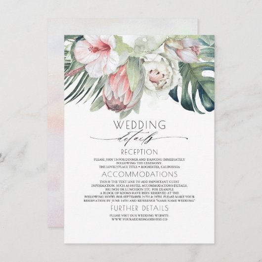 Exotische tropische strand bruiloft informatie gas informatiekaartje (Voorkant / Achterkant)