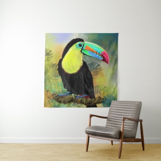 Exotische tropische toco Tapestry Toucan Bird Pain Wandkleed (In situ)