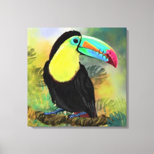 Exotische tropische Toco Toucan-vogel - Schilderen Canvas Afdruk (Voorkant)