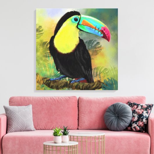 Exotische tropische Toco Toucan-vogel - Schilderen Canvas Afdruk (Insitu (Woonkamer))