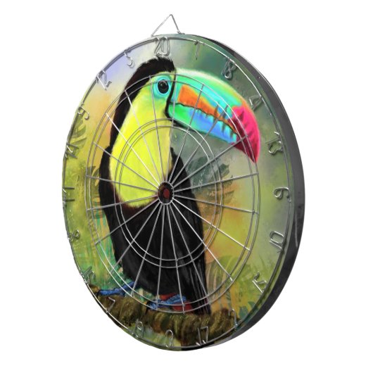 Exotische tropische Toco Toucan-vogel - Schilderen Dartbord (Voorkant Rechts)