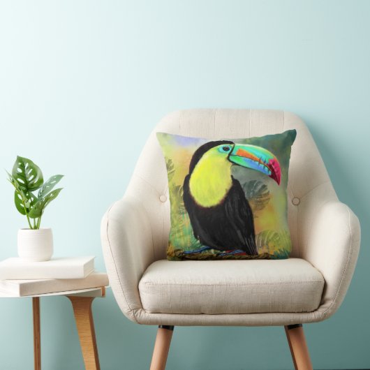 Exotische tropische Toco Toucan-vogel - Schilderen Kussen (Stoel)