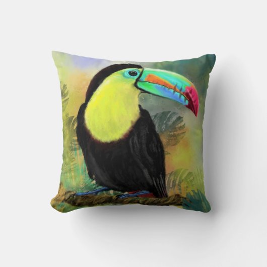 Exotische tropische Toco Toucan-vogel - Schilderen Kussen (Voorkant)
