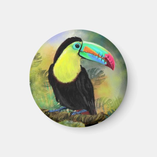 Exotische tropische Toco Toucan-vogel - Schilderen Magneet (Voorkant)