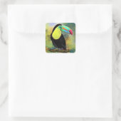 Exotische tropische Toco Toucan-vogel - Schilderen Vierkante Sticker (Tas)