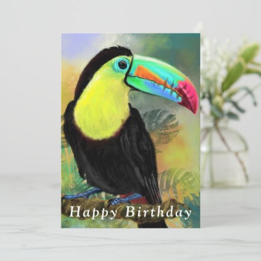 Exotische Tropische Toco Toucan Vogelverjaardag Ka (Staand voorkant)
