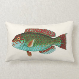 Exotische Tropische Vissen in Aqua Blauw en Rood Kussen