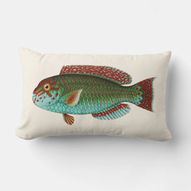 Exotische tropische vissen in Aqua Blue en Red Kussen (Voorkant)