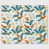 Exotische tropische vogels en bladpatroon cadeaupapier (Vlak)