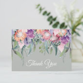 Exotische Tropische Waterverf Protea Flowers Bruil Bedankkaart (Staand voorkant)