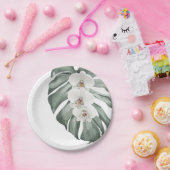 Exotische tropische Waterverf witte orchideeën Papieren Bordje (Feest)