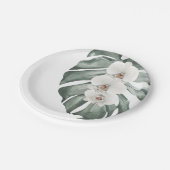 Exotische tropische Waterverf witte orchideeën Papieren Bordje (Gekanteld)
