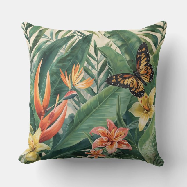 Exotische Tuin Delight Worp Kussen (Voorkant)