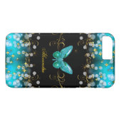 Exotische Turquoise Blau Goud Zwarte Vlinder Glitt Case-Mate iPhone Case (Achterkant (Horizontaal))