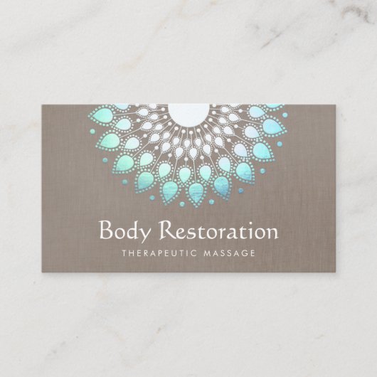 Exotische turquoise Floral Lotus Health and Wellne Visitekaartje (Voorkant)