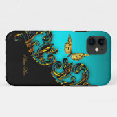 Exotische Turquoise Goud Zwarte Vlinder Case-Mate iPhone Case (Achterkant (horizontaal))