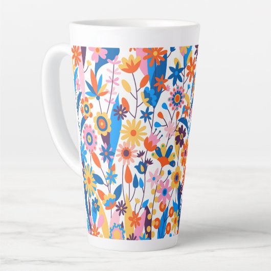 Exotische veelkleurige bloemenachtergrond-32939 latte mok (Linkerhoek)