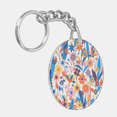 Exotische veelkleurige bloemenachtergrond-32939 sleutelhanger (Voorkant Links)