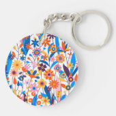 Exotische veelkleurige bloemenachtergrond-32939 sleutelhanger (Achterkant)