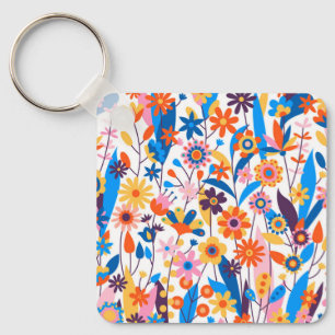 Exotische veelkleurige bloemenachtergrond-32939 sleutelhanger