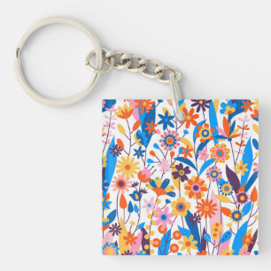 Exotische veelkleurige bloemenachtergrond-32939 sleutelhanger