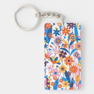 Exotische veelkleurige bloemenachtergrond-32939 sleutelhanger
