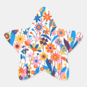 Exotische veelkleurige bloemenachtergrond-32939 ster sticker (Voorkant)