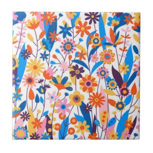 Exotische veelkleurige bloemenachtergrond-32939 tegeltje