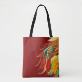 Exotische veren op rood tote bag (Voorkant)