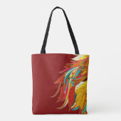 Exotische veren op rood tote bag (Achterkant)