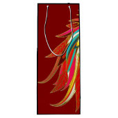 Exotische veren rood en zwart wijn cadeautas (Achterkant)