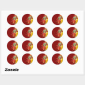 Exotische veren rood ronde sticker (Vel)