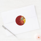 Exotische veren rood ronde sticker (Envelop)