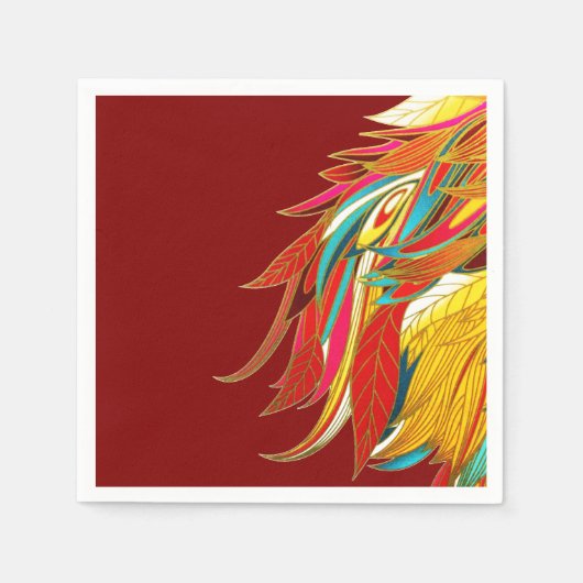 Exotische veren rood servet (Voorkant)