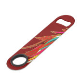 Exotische veren rood speed flessenopener (Voorkant Gekanteld)