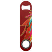 Exotische veren rood speed flessenopener (Achterkant)