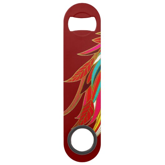 Exotische veren rood speed flessenopener (Voorkant)