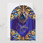 Exotische Verjaardag Blauw Goud Juweel Vlinder Kaart (Voorkant)