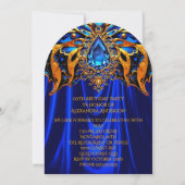 Exotische Verjaardag Blauw Sinaasappel Gouden Juwe Kaart (Achterkant)