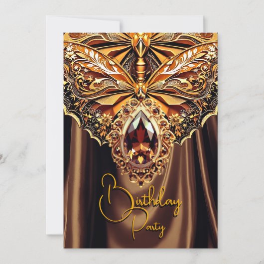 Exotische Verjaardag Caramel Chocolade Gouden Juwe Kaart (Voorkant)