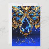 Exotische Verjaardag Colbolt Blauw Goud Juweel Vli Kaart (Voorkant)