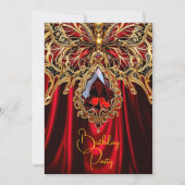 Exotische Verjaardag Rijk Rood Goud Juweel Vlinder Kaart (Voorkant)